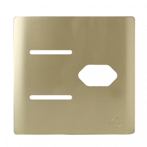 Placa p/ 2 Interruptores + Tomada 4x4 - Novara Dourado